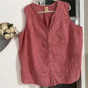 Sleeveless blouse red and white size 4X